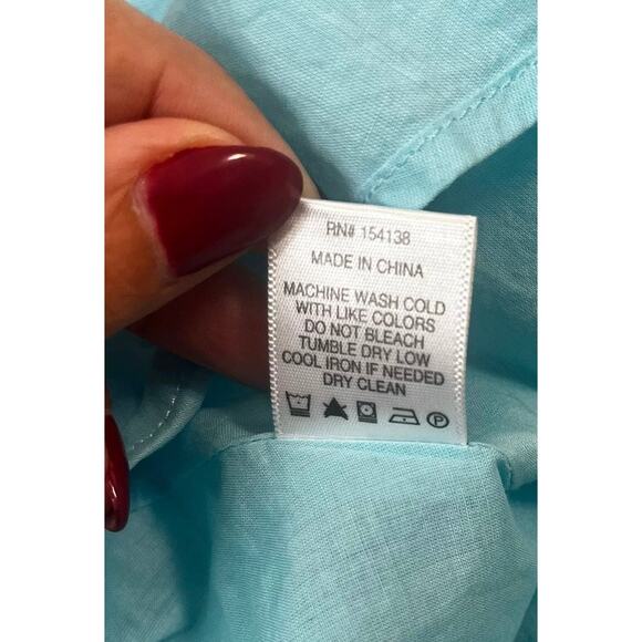 Staud Elio Tiered Mini Dress Women's sz. 6 in Turquoise Off the Shoulders - Picture 9 of 9